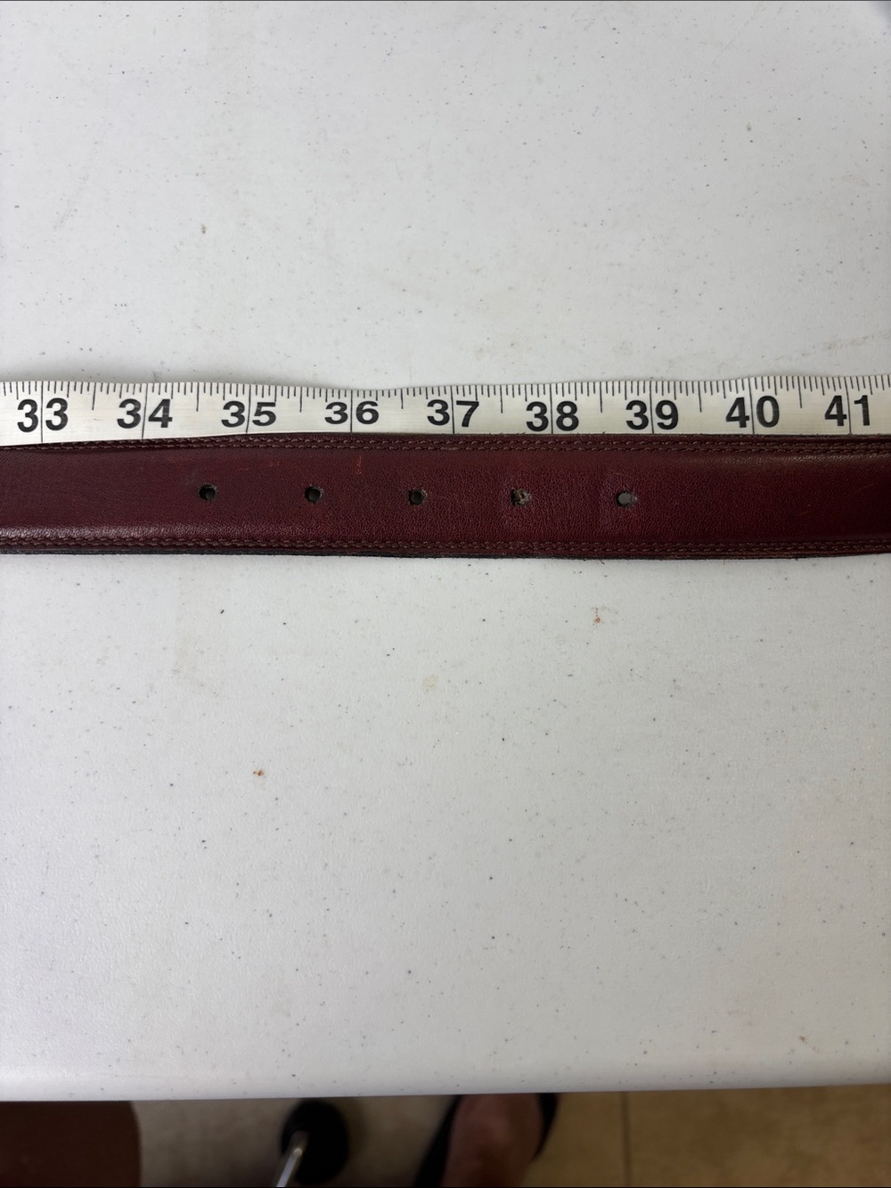 Belt Burgundy Brass Buckle 36 - Picture 6 of 7